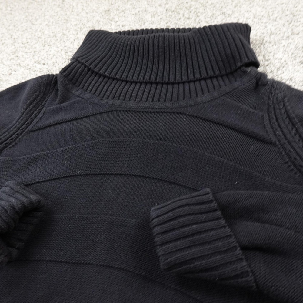 DKNY Sweater Womens XL Black Ribbed Knit Pullover Cowl Turtleneck Sweatshirt